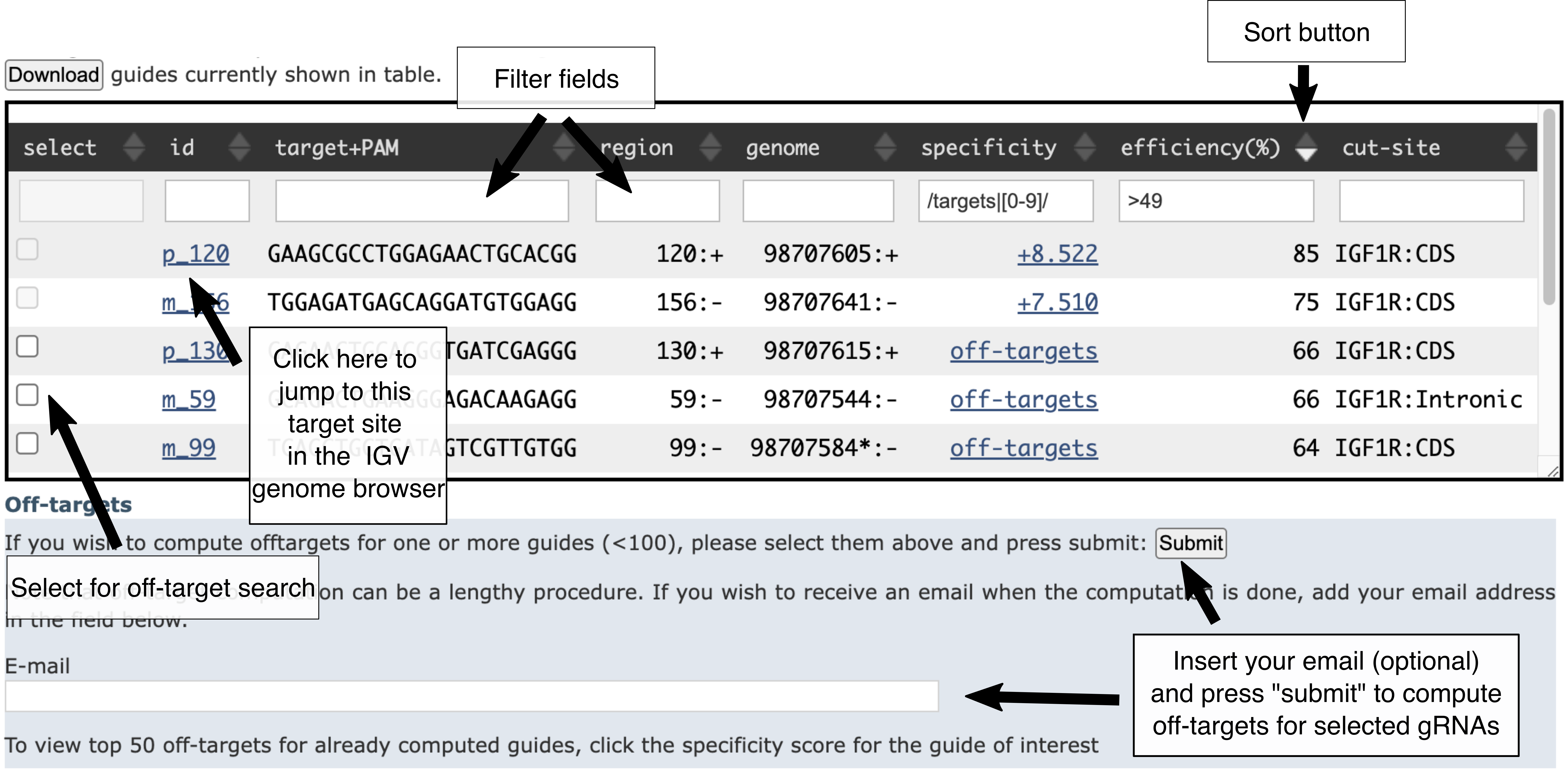 CRISPRon output table